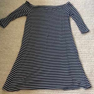 Black Striped Off the Shoulder Dress